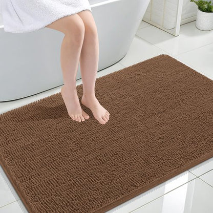OLANLY Bathroom Rugs 44x32, Extra Soft Absorbent Chenille Bath Rugs, Rubber Backing Quick Dry, Machine Washable Bath Mats for Bathroom Floor, Tub and Shower, Home Decor Accessories, Mocha