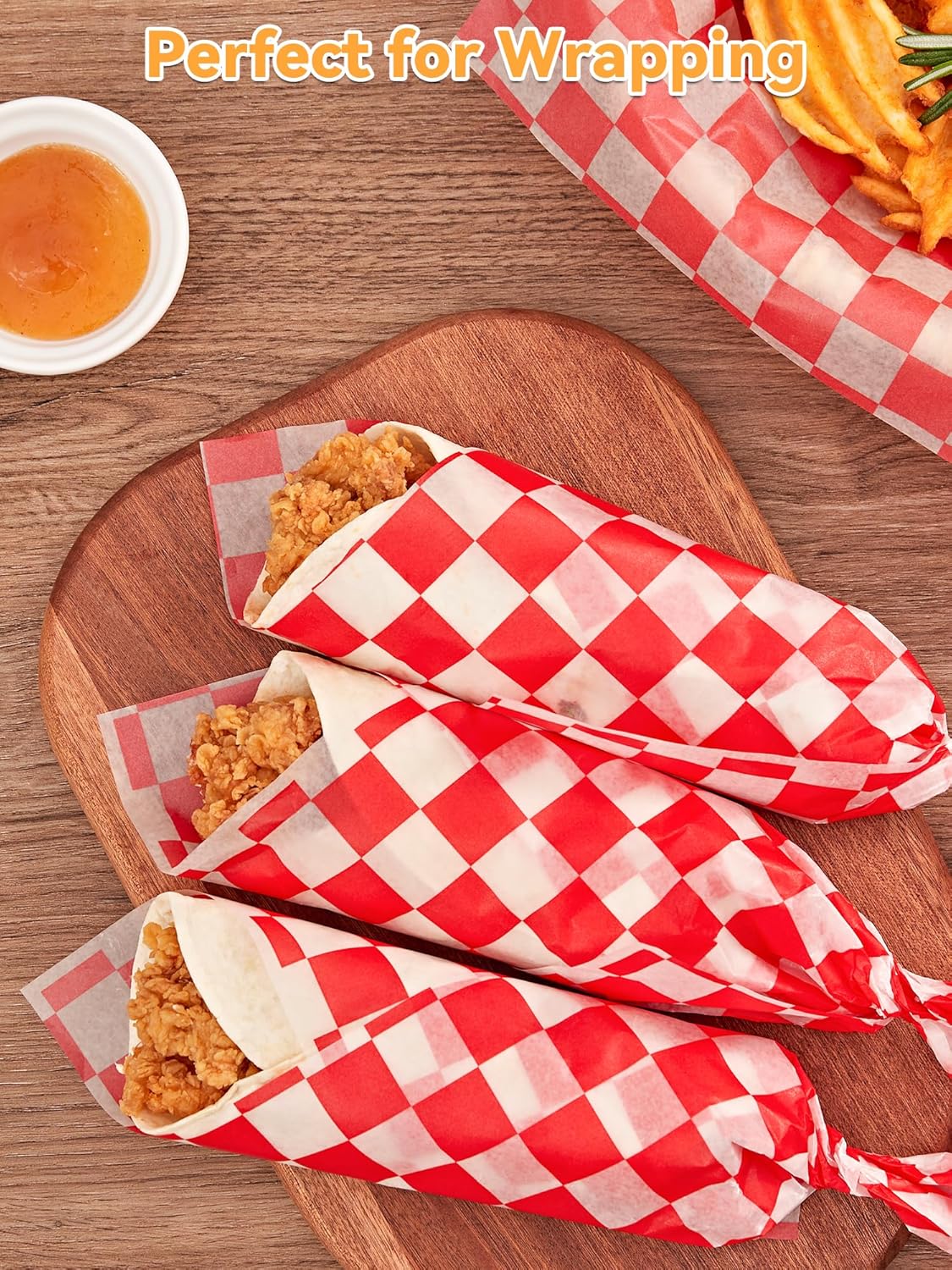 SMARTAKE 12 x 12 Inch Non-Stick Wax Paper | 250 Pcs Hamburger Patty & Sandwich Separators - Red Plaid