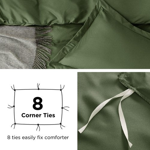 Bedsure Duvet Cover King Size - Soft Double Brushed Bedding Set for Kids & Adults, Zipper Closure, 3 Pieces, Includes 1 Duvet Cover (104"x90") & 2 Pillow Shams, NO Comforter, Olive Green