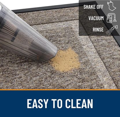 OLANLY Waterproof Front Door Mat - All-Season Natural Rubber Doormat | Easy Clean, 29.5x17, Khaki & White
