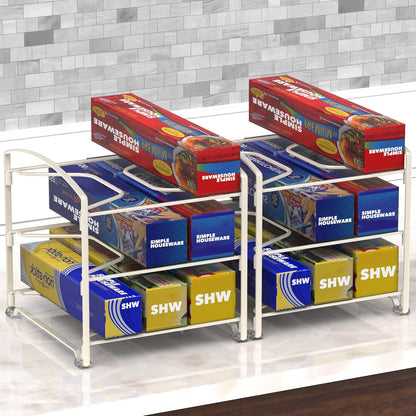 Simple Houseware Kitchen Wrap Organizer Rack - Space-Saving Design | Sleek White Finish