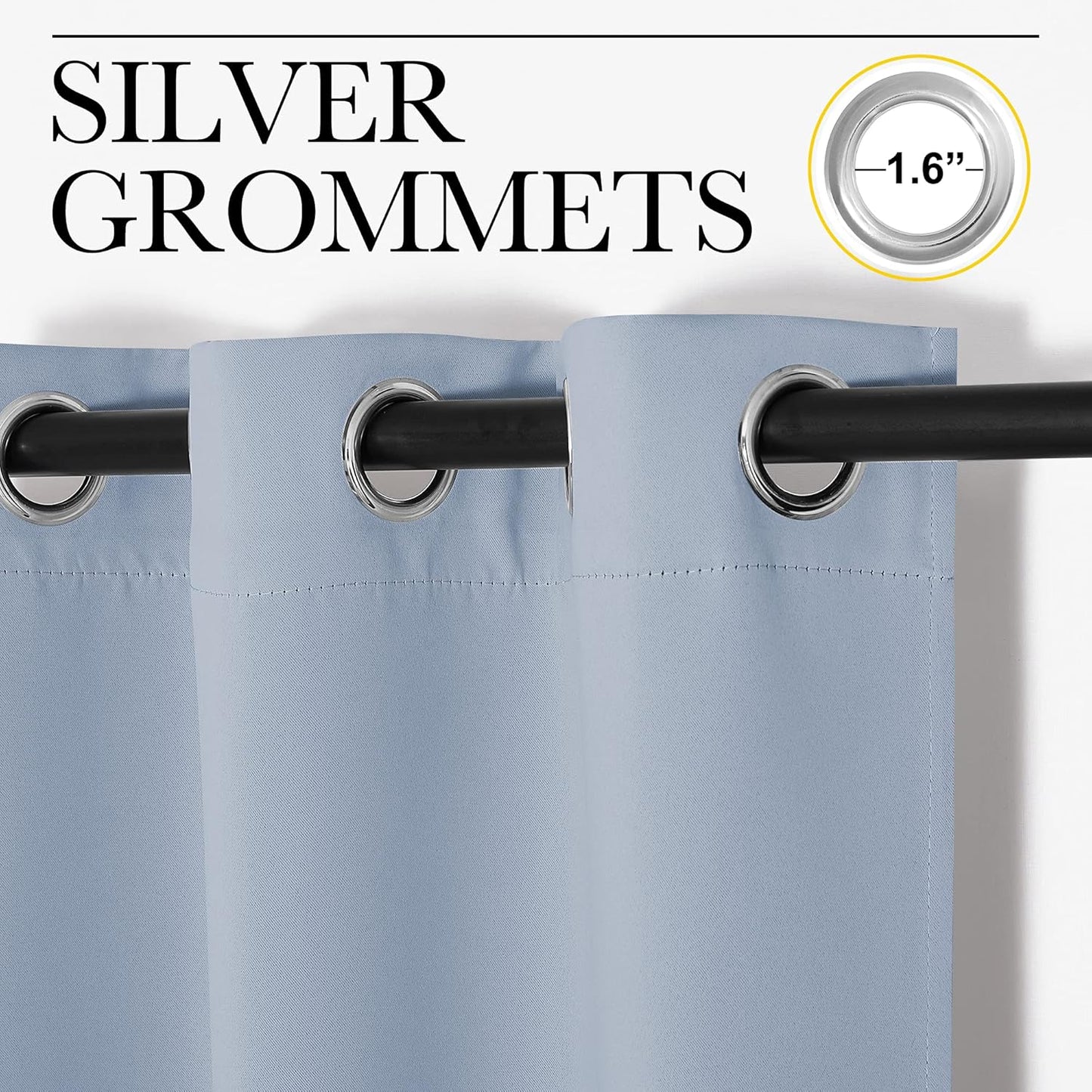 NICETOWN Vintage Blue Blackout Curtains - Thermal Insulated 84-Inch Drapes for Large Windows | 2 Panels, 42" Wide