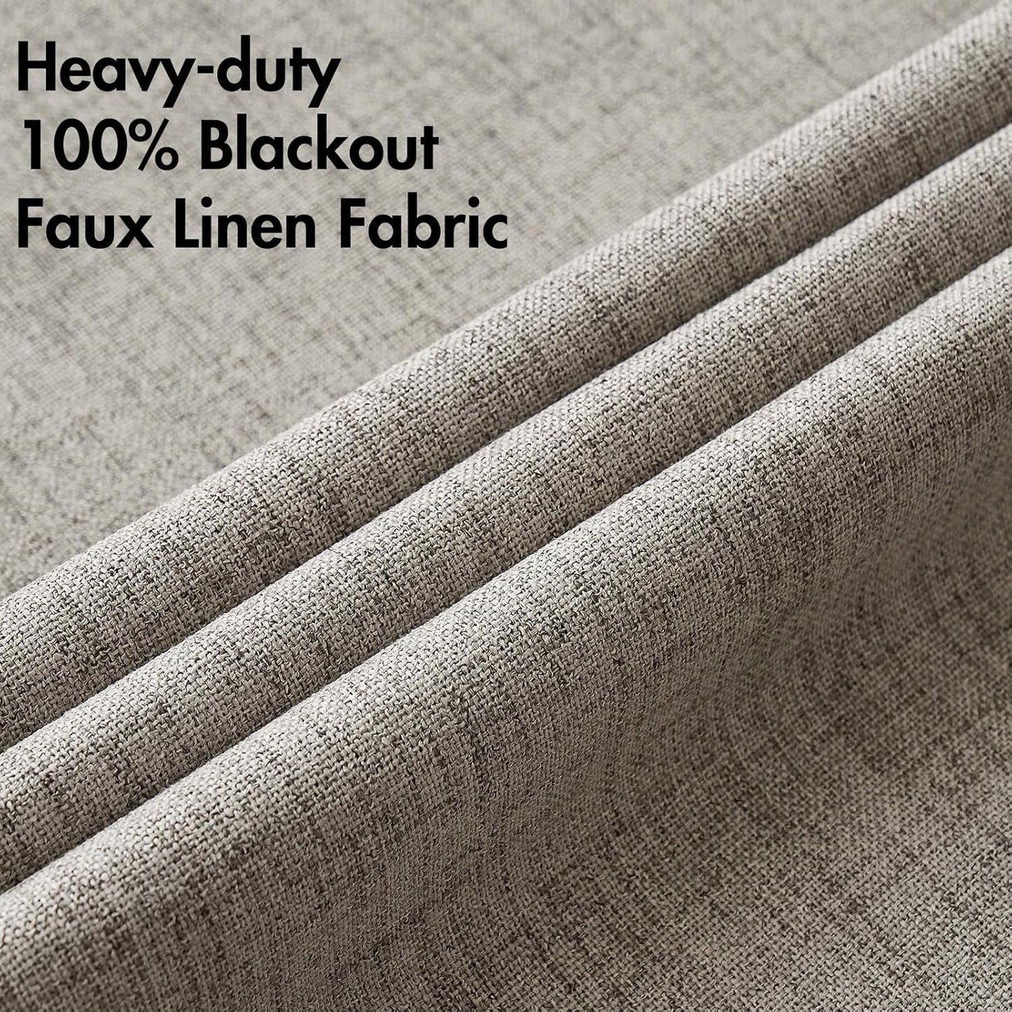 MIULEE Blackout Linen Curtains - 100% Thermal Insulated Greige Drapes | Room Darkening 52x108 Inch (2 Panels)