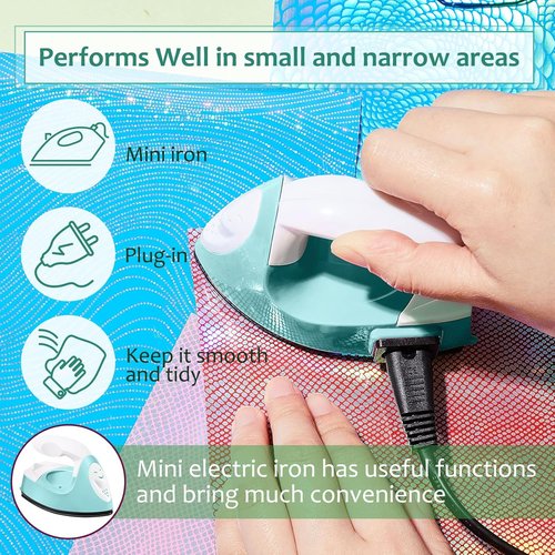 Honoson Mini Craft Iron - Portable Heat Press for DIY Projects | Tiny Flatiron with Charging Base (Mint Green)