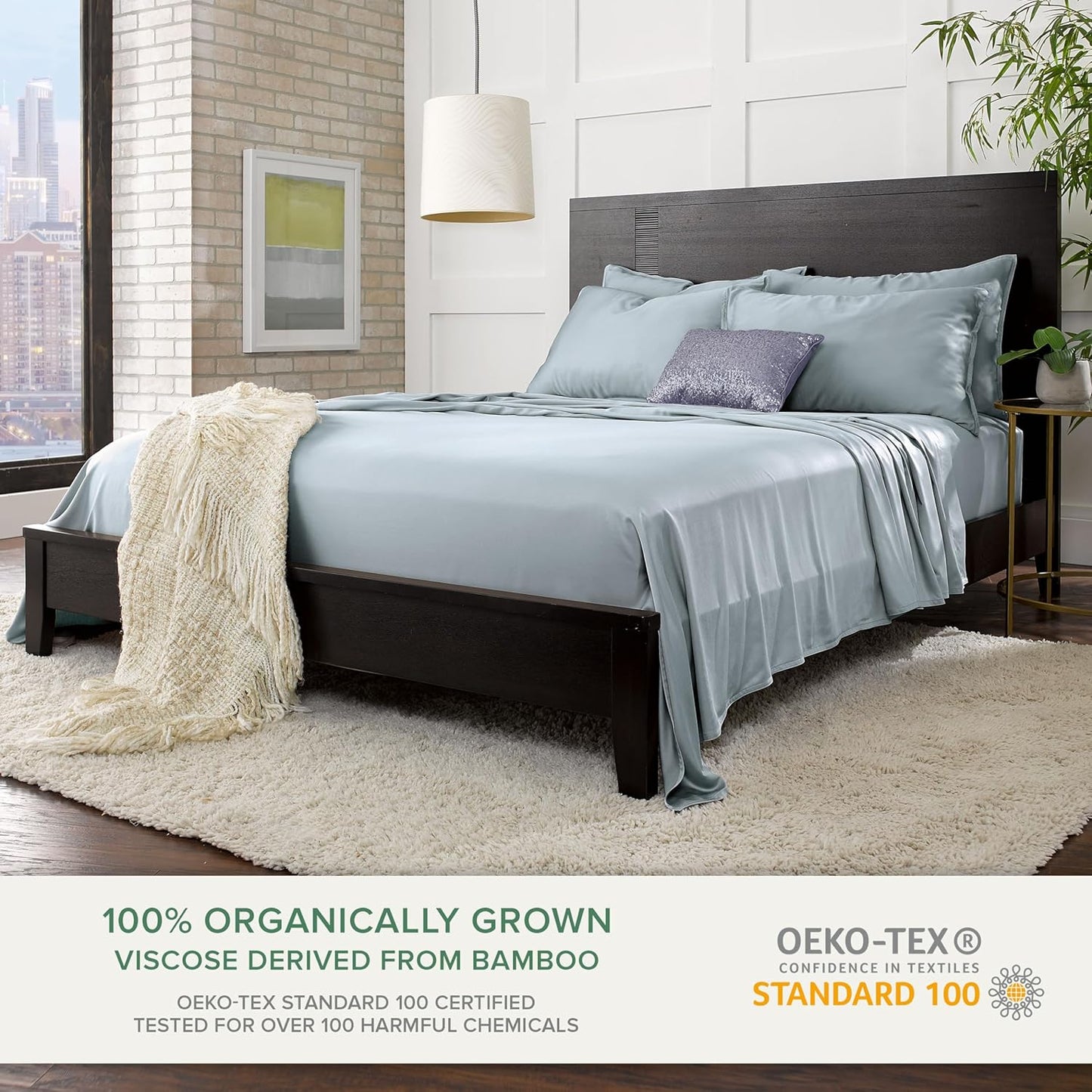Pure Bamboo Twin Sheets - Luxuriously Soft 100% Organic Viscose Bed Sheet Set | Cooling & Durable (Twin, Sterling Blue)