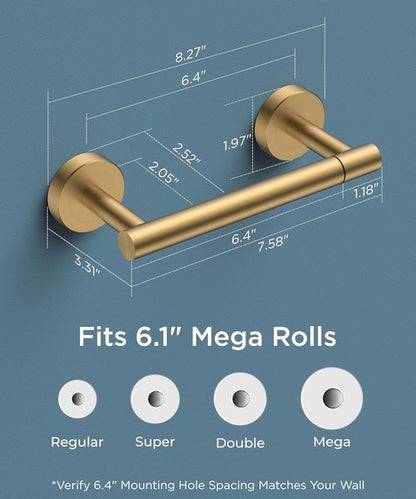 FORIOUS Toilet Paper Holder - Rustproof Stainless Steel Double Post Design | 2 Pack in Brushed Gold