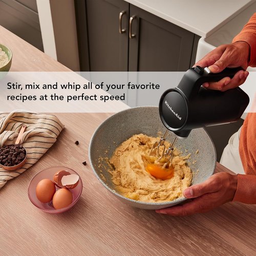 KitchenAid Go Cordless Hand Mixer - Battery Included, Sleek Black Matte Finish | Perfect for Easy Baking
