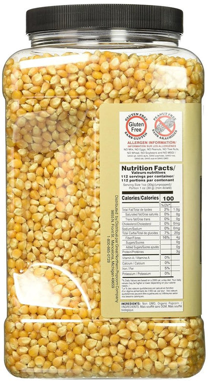 Great Northern Popcorn | Organic Popcorn Kernels - 7lbs Resealable Bulk Jug for Gourmet Popping