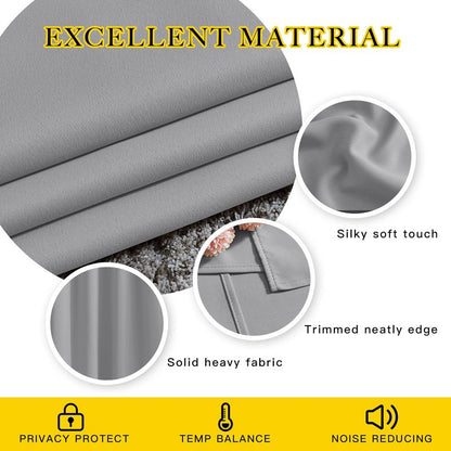 NICETOWN Blackout 102 inch Curtains for Living Room, Grommet Thermal Curtains Room Darkening Window Treatments Sound Reducing for Bedroom, Silver Grey, 2 Panels, W52 x L102