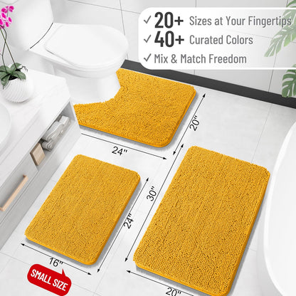 OLANLY Bathroom Runner Rugs - Soft Absorbent Chenille | Quick-Dry Rubber Backing, 59x24, Golden Yellow