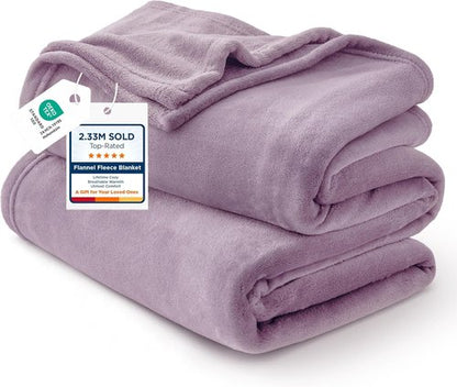 Bedsure GentleSoft Fleece Blanket - King Size Fog Purple Plush Microfiber, 108x90 Inches for Cozy Comfort