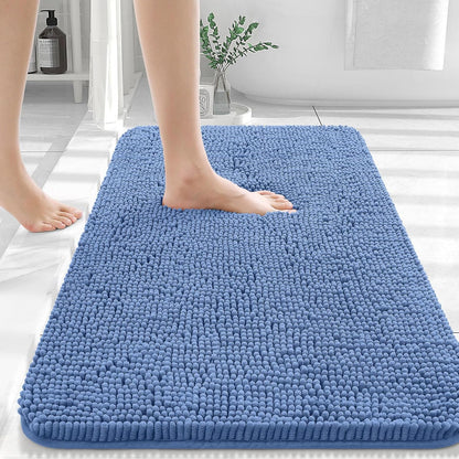 OLANLY Bath Rugs - Extra Soft Chenille, Quick-Dry & Machine Washable | 36x24, Cornflower Blue