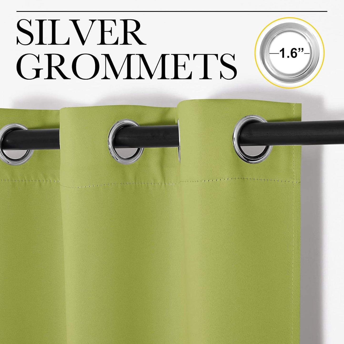 NICETOWN Blackout Curtain Panels - Thermal Insulated Grommet Top Drapes for Living Room | 34 x 63 Inches in Fresh Green