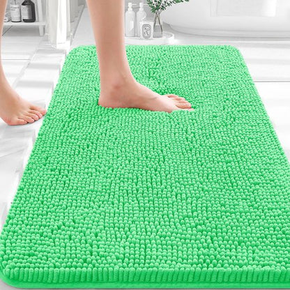 OLANLY Bathroom Rugs 30x20, Extra Soft Absorbent Chenille Bath Rugs, Rubber Backing Quick Dry, Machine Washable Bath Mats for Bathroom Floor, Tub and Shower, Home Decor Accessories, Mint Green