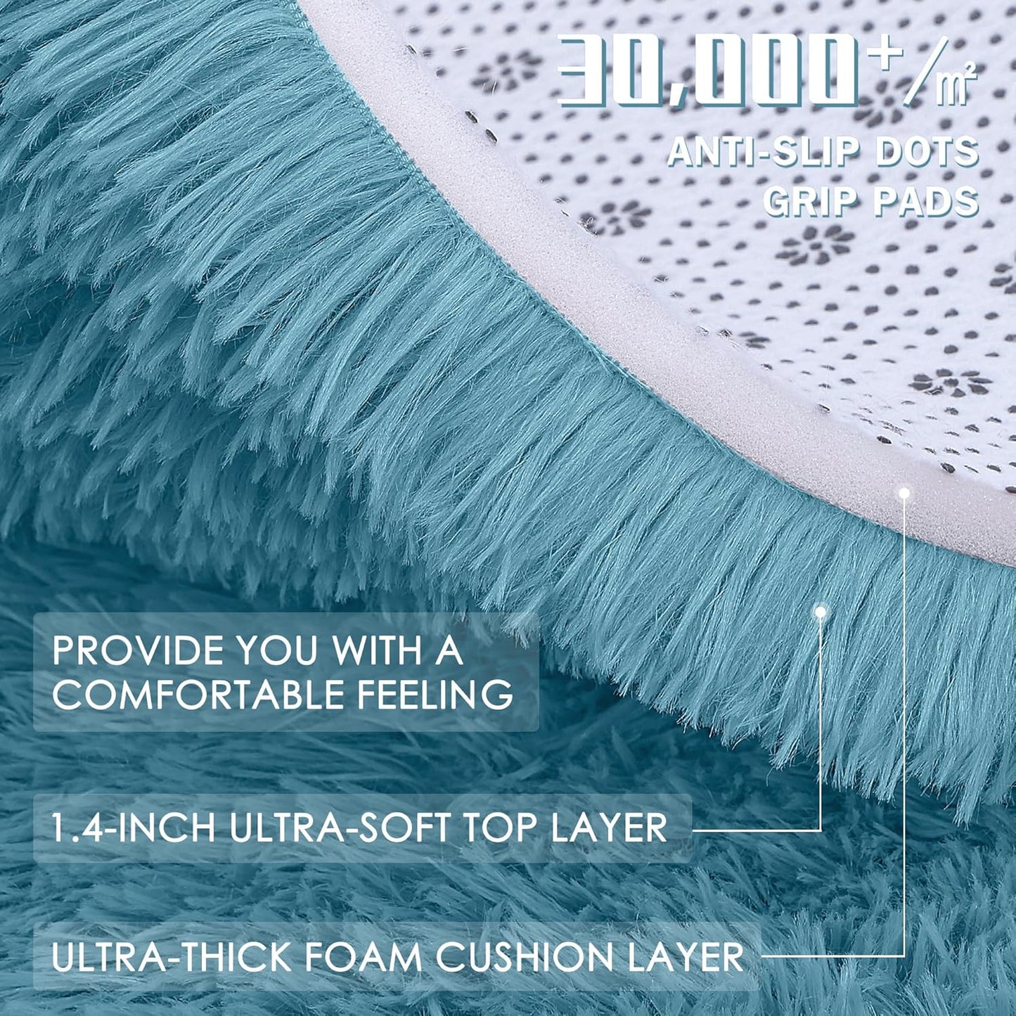 OLANLY Runner Rugs - Soft Fluffy Machine Washable 2x5 for Hallway & Bedroom | Slate Blue Indoor Carpet