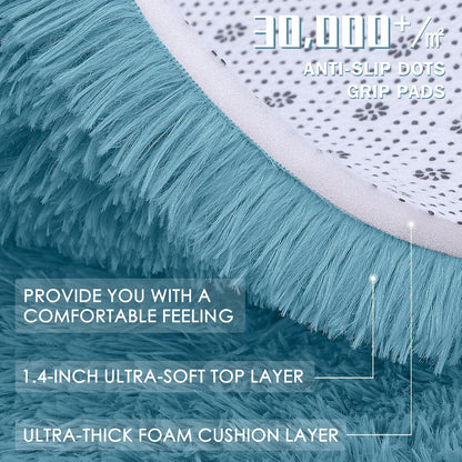 OLANLY Runner Rugs - Soft Fluffy Machine Washable 2x5 for Hallway & Bedroom | Slate Blue Indoor Carpet