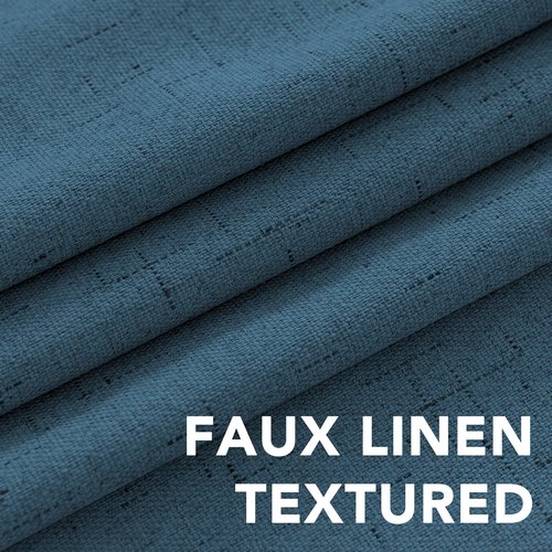 H.VERSAILTEX Linen Blackout Curtains Durable Thick Textured Linen Look 100% Blackout Patio Door Curtain Anti Rust Grommet Extra Wide Sliding Door Curtain Panel, Blue Sapphire, W100 x L108 inch