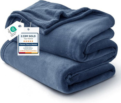 Bedsure GentleSoft Fleece Blanket - Cozy Lightweight Plush in Mineral Blue | California King Size 102x96 Inches