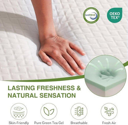 EGOHOME Twin XL Memory Foam Mattress - 5-Inch Cooling Gel Bed Mattress | CertiPUR-US Certified, 80''L x 38''W, White