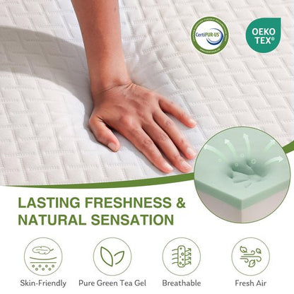 EGOHOME Twin XL Memory Foam Mattress, 10 Inch Bed Mattress in a Box with Cooling Green Tea Gel, Relieve Pressure with Medium Firm Support, CertiPUR-US Certified, 80''L x 38''W, White