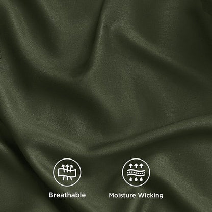 Bedsure King Size Cooling Sheets Set - Breathable Bamboo Rayon, Soft & Silky, Deep Pocket Olive Green