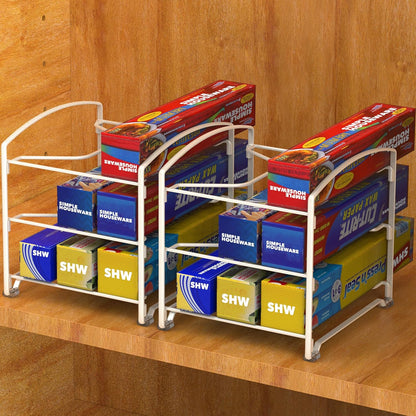 Simple Houseware Kitchen Wrap Organizer Rack - Space-Saving Design | Sleek White Finish