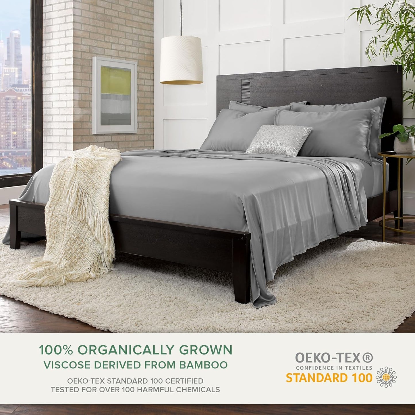 Pure Bamboo Twin Sheets - Luxuriously Soft 100% Organic Viscose Bed Sheet Set | Cooling & Durable (Twin, Stone Grey)
