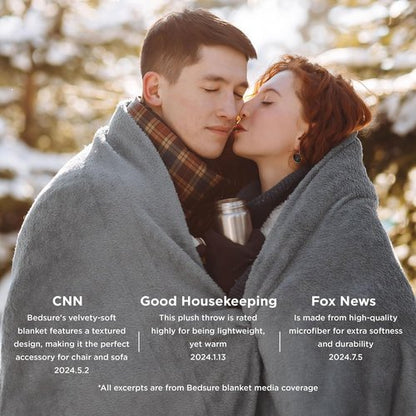 Bedsure GentleSoft Fleece Blanket - Twin Size Grey 300GSM Plush & Cozy for Bed, Sofa, Travel | 60x80 Inches
