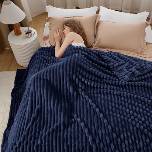 Bedsure GentleSoft Navy Fleece Blanket - Cozy Soft Throw for Couch, Perfect for Women, 108x90 Inches