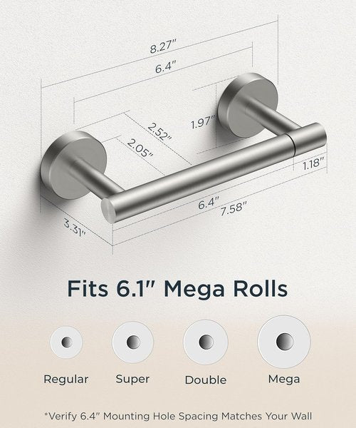 FORIOUS Toilet Paper Holder - Rustproof Stainless Steel Double Post Pivoting Design | Bathroom Accessory