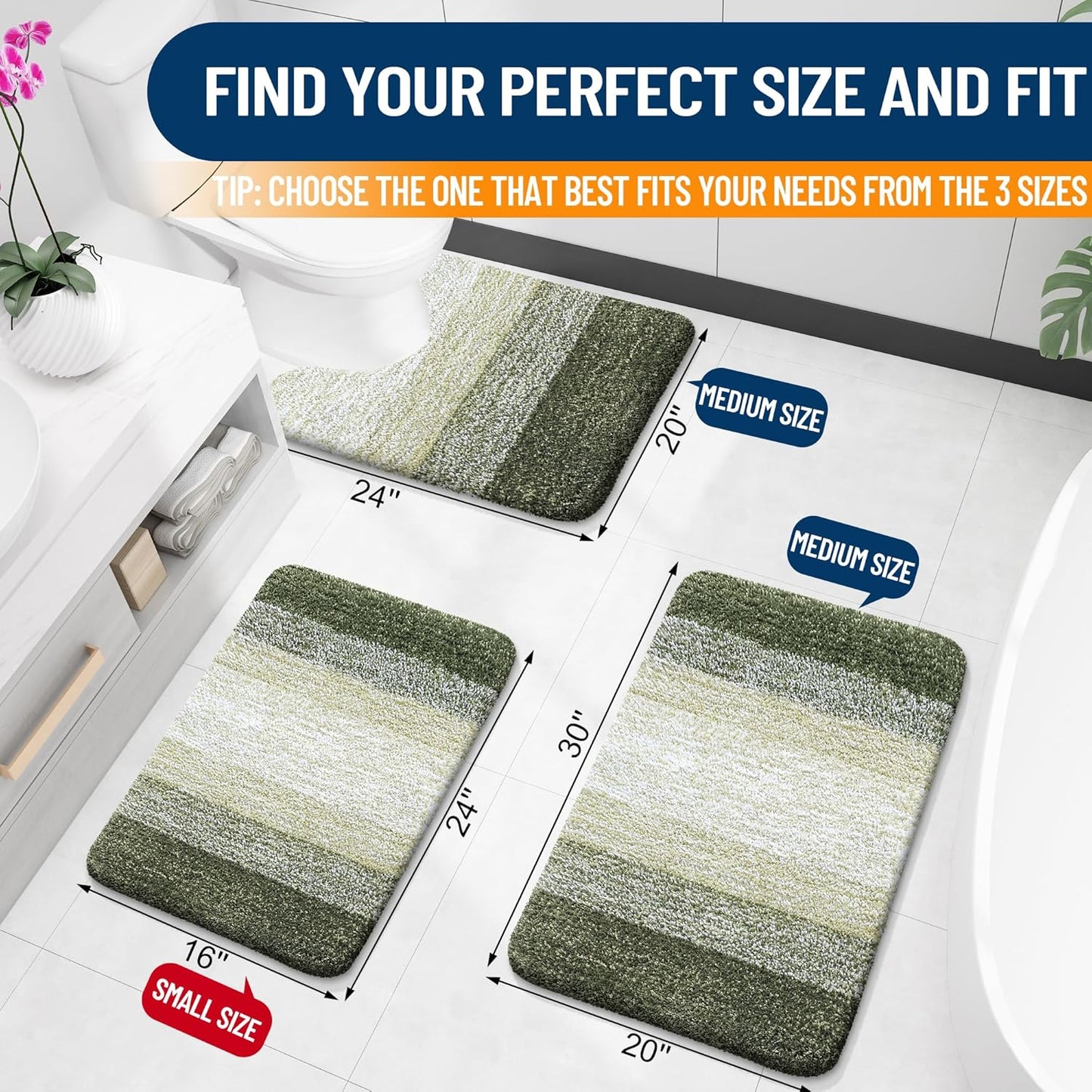 OLANLY Bathroom Runner Rug - Extra Soft Microfiber Mat | Quick Dry, Washable, 47x20, Dark Green