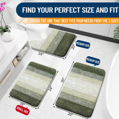 OLANLY Bathroom Runner Rugs Mat 44x24, Extra Soft Absorbent Microfiber Bath Rugs, Rubber Backing, Quick Dry, Washable Long Bath Mats for Bathroom, Tub and Shower, Home Decor Accessories, Dark Green