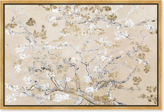 Oliver Gal Canvas Print - Van Gogh in Golden Blossoms Wall Art for Living Room & Bedroom | 36" x 24" Gold Frame