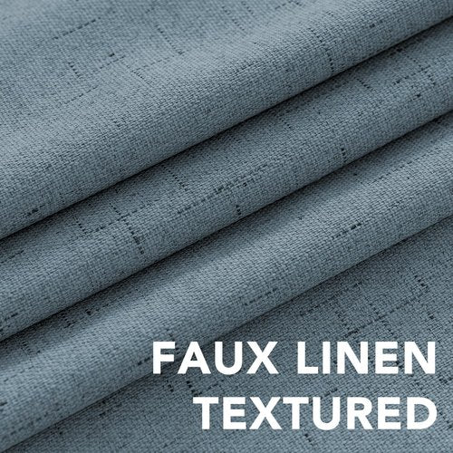 H.VERSAILTEX Linen Blackout Curtains 108 Inches Long 100% Blackout Thermal Insulated Textured Linen Look Curtain Draperies Anti-Rust Grommet, Energy Saving with White Liner, 2 Panels, Stone Blue
