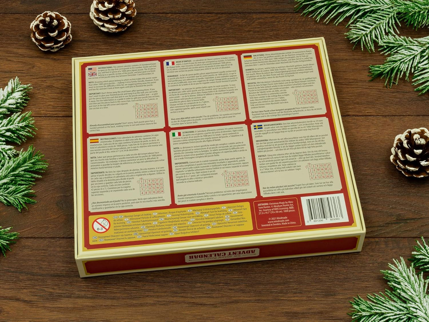 Abraham Hunter Jigsaw Puzzle Advent Calendar 2025 - 1008 Pieces, 24 Boxes, Festive Holiday Countdown Gift