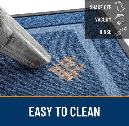 OLANLY Indoor Outdoor Front Door Mat - Waterproof All-Season Doormat, Sturdy Rubber, 71x23, Light Blue