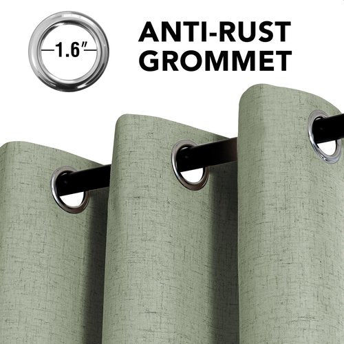 H.VERSAILTEX Linen Curtains 100% Blackout Curtains for Bedroom 96 inch Long Full Light Blocking Nature Linen Blended Window Curtains for Living Room Nickel Grommet (2 Panels, Heathered Tea)