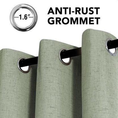 H.VERSAILTEX Linen Curtains 100% Blackout Curtains for Bedroom 96 inch Long Full Light Blocking Nature Linen Blended Window Curtains for Living Room Nickel Grommet (2 Panels, Heathered Tea)