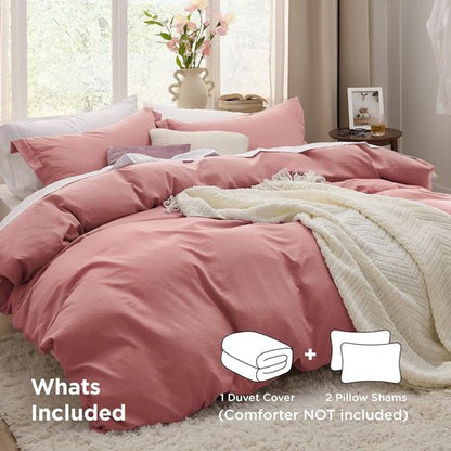 Bedsure Pink Clay Duvet Cover Set - Extra Soft Twin/Twin XL Bedding with Zipper Closure & Pillow Sham