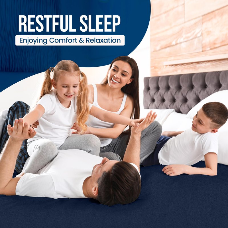Twin Size Mattress Protector Waterproof, Premium 200 GSM Terry Mattress Cover, Soft & Breathable Bed Cover, Fitted Sheet Style Stretchable Deep Pockets 15" by Utopia Bedding (Navy Blue)
