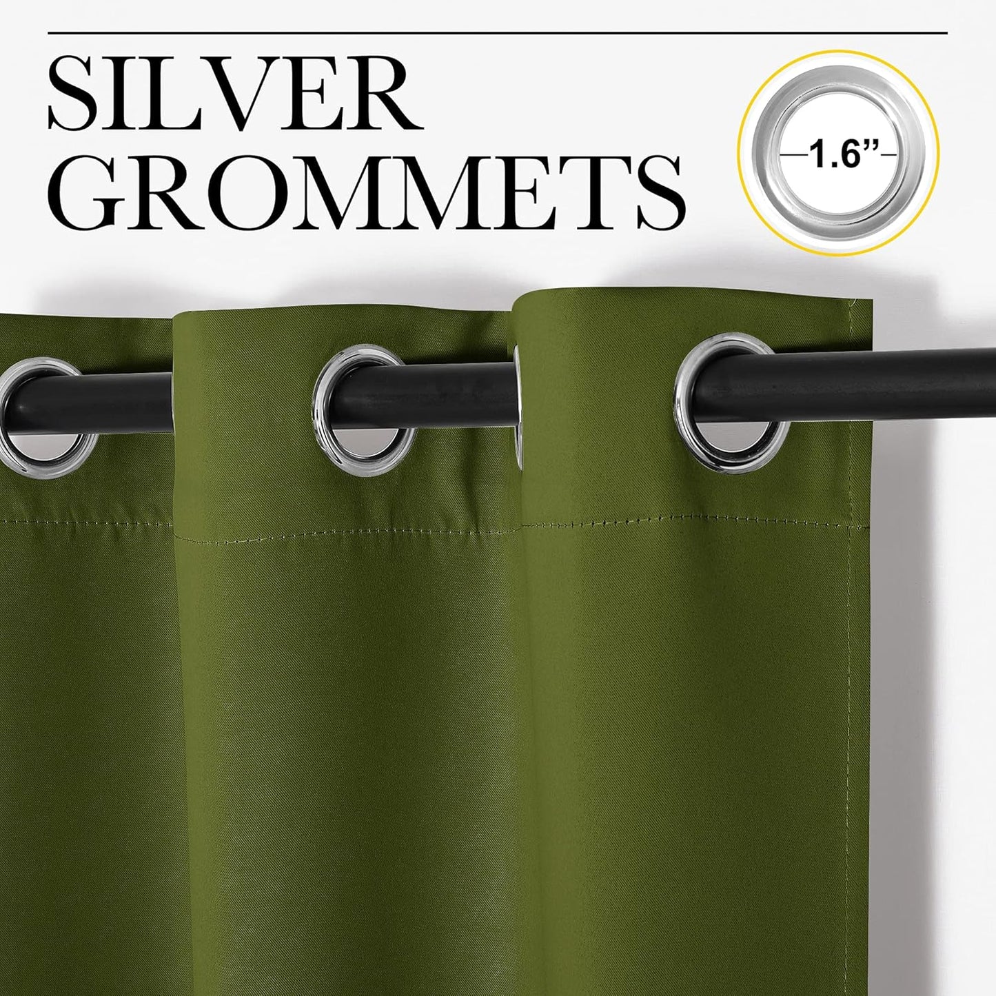 NICETOWN Olive Green Blackout Curtains - Thermal Insulated Drapes for Short Windows | 48" Length, 42" Wide, 2 Panels