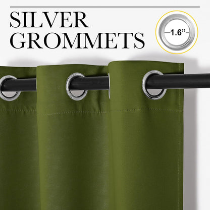 NICETOWN Olive Green Blackout Curtains - Thermal Insulated Drapes for Small Windows | 40" Length, 2 Panels, 29" Wide