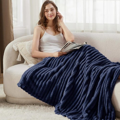 Bedsure GentleSoft Fleece Blanket - Cozy Navy Blue Throw for Couch, Perfect 50x60 Inches Size