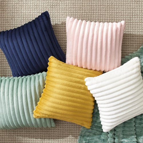 Bedsure Double-Side Striped Decorative Throw Pillow Covers 18x18 Set of 2, Spring White Fluffy Soft Pillow Covers, Home Decor for Couch Sofa Living Room Bedroom