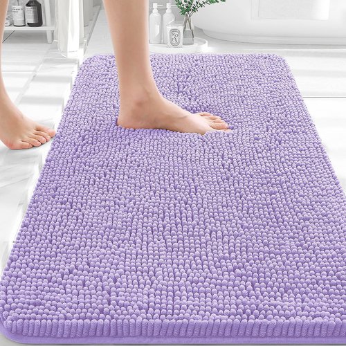 OLANLY Bathroom Rugs 30x20, Extra Soft Absorbent Chenille Bath Rugs, Rubber Backing Quick Dry, Machine Washable Bath Mats for Bathroom Floor, Tub and Shower, Home Decor Accessories, Lavender