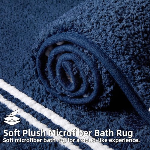 Arenarug Extra Soft Chenille Bathroom Rugs - Non-Slip & Machine Washable | 17x24 Blue Bath Mat
