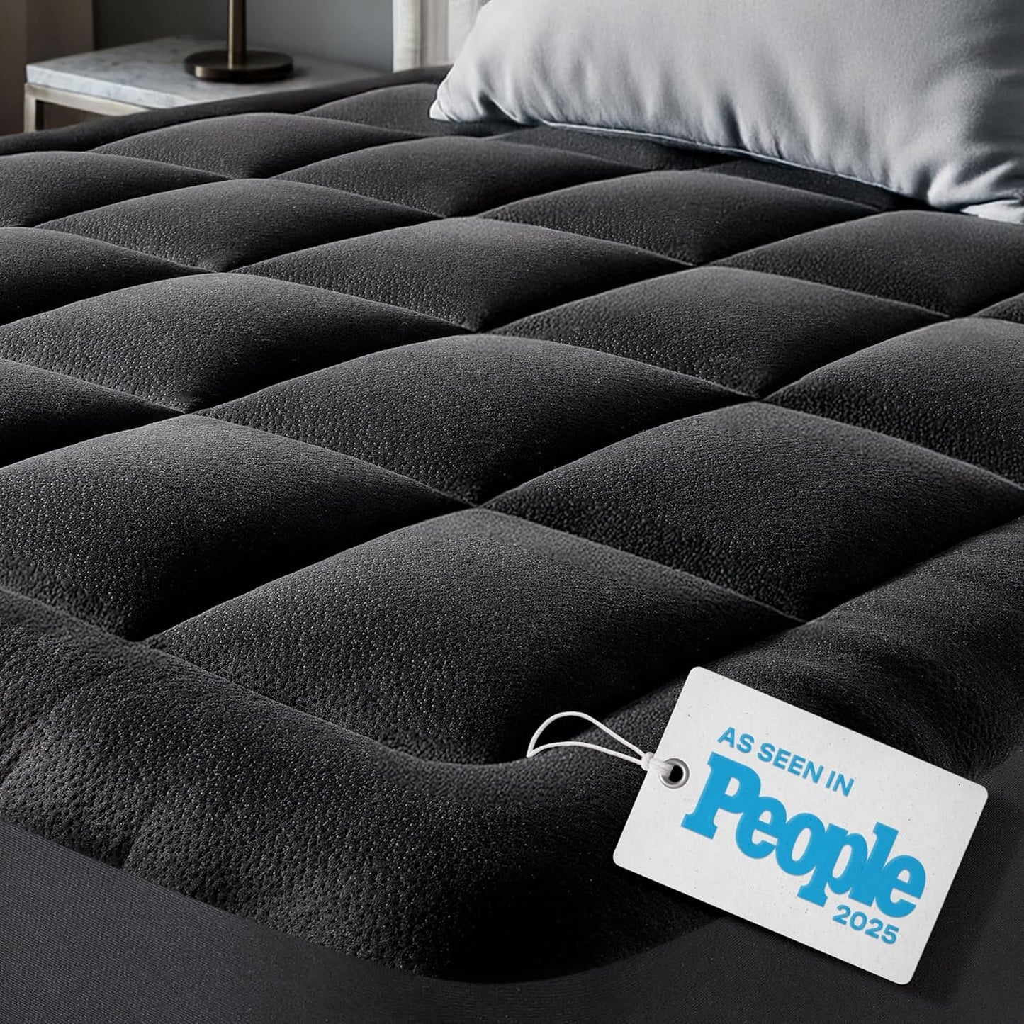 Niagara Ultra Soft Twin XL Mattress Topper - Bamboo Viscose Pillow Top for Back Pain Relief | Naturally Cooling, Black