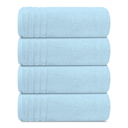 Tens Towels Pack of 4 Extra Large Bath Towels 30 x 60 Inches, 100% Cotton, Larger & Lighter Weight, Quicker to Dry, Super Soft and Absorbent, Perfect for Bathroom, Sky Blue