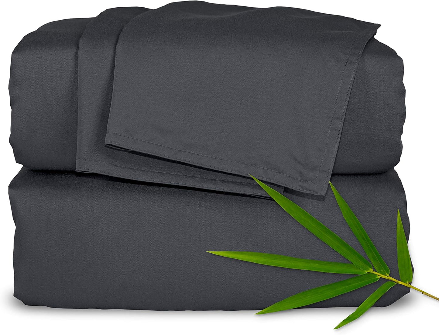 Pure Bamboo Short Queen Sheets - 100% Organic Viscose Bed Sheet Set, Soft & Cooling | 60"x75", Charcoal