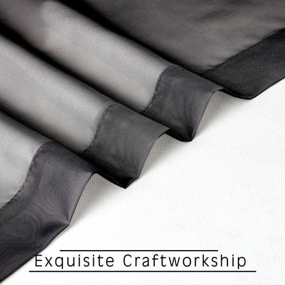 OWENIE Short Black Sheer Curtains 36 Inches 2 Panels Set - Kitchen Tiers Valances Curtains Light Filter Rod Pocket Voile Cafe Curtains for Kitchen Bathroom Small Half Window, 42 in W x 36 in L, Black